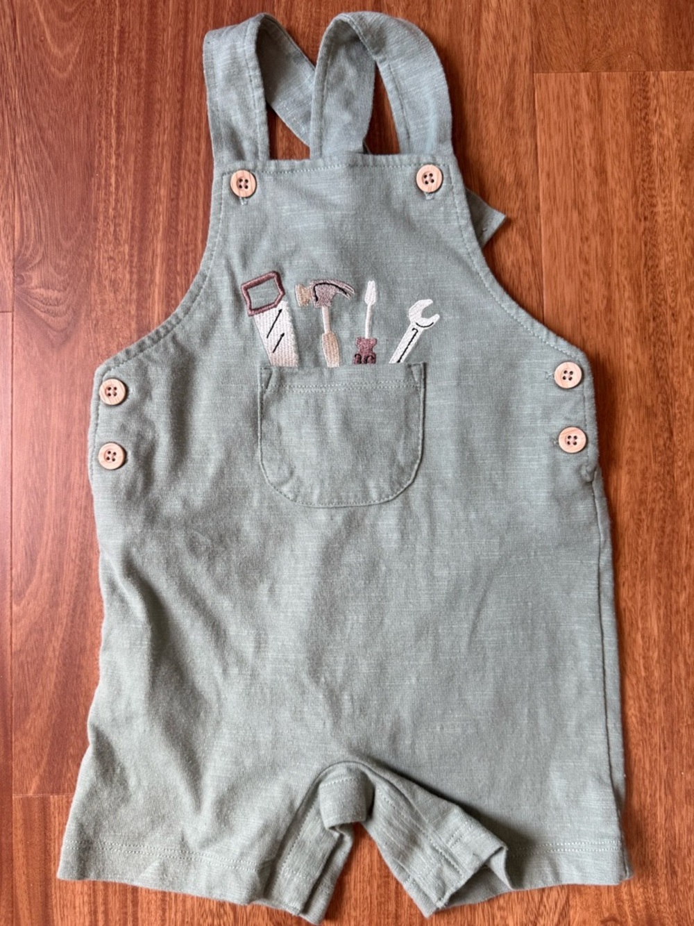 Green Toddler Tool Pocket Overalls